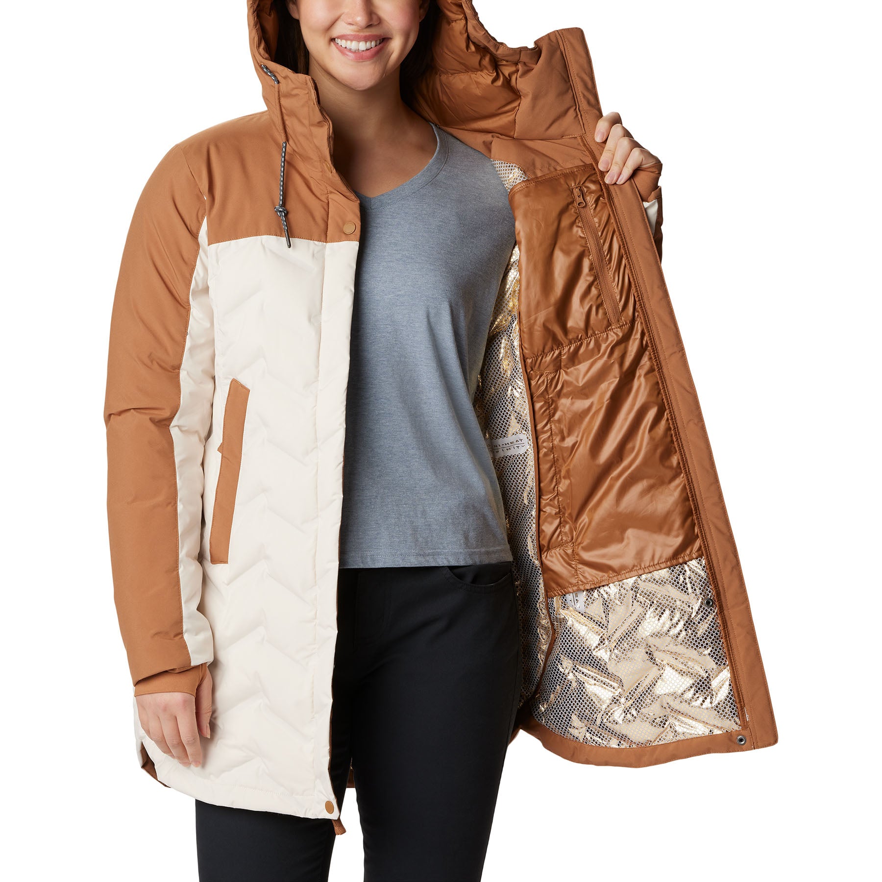 Long waterproof outlet down jacket women's