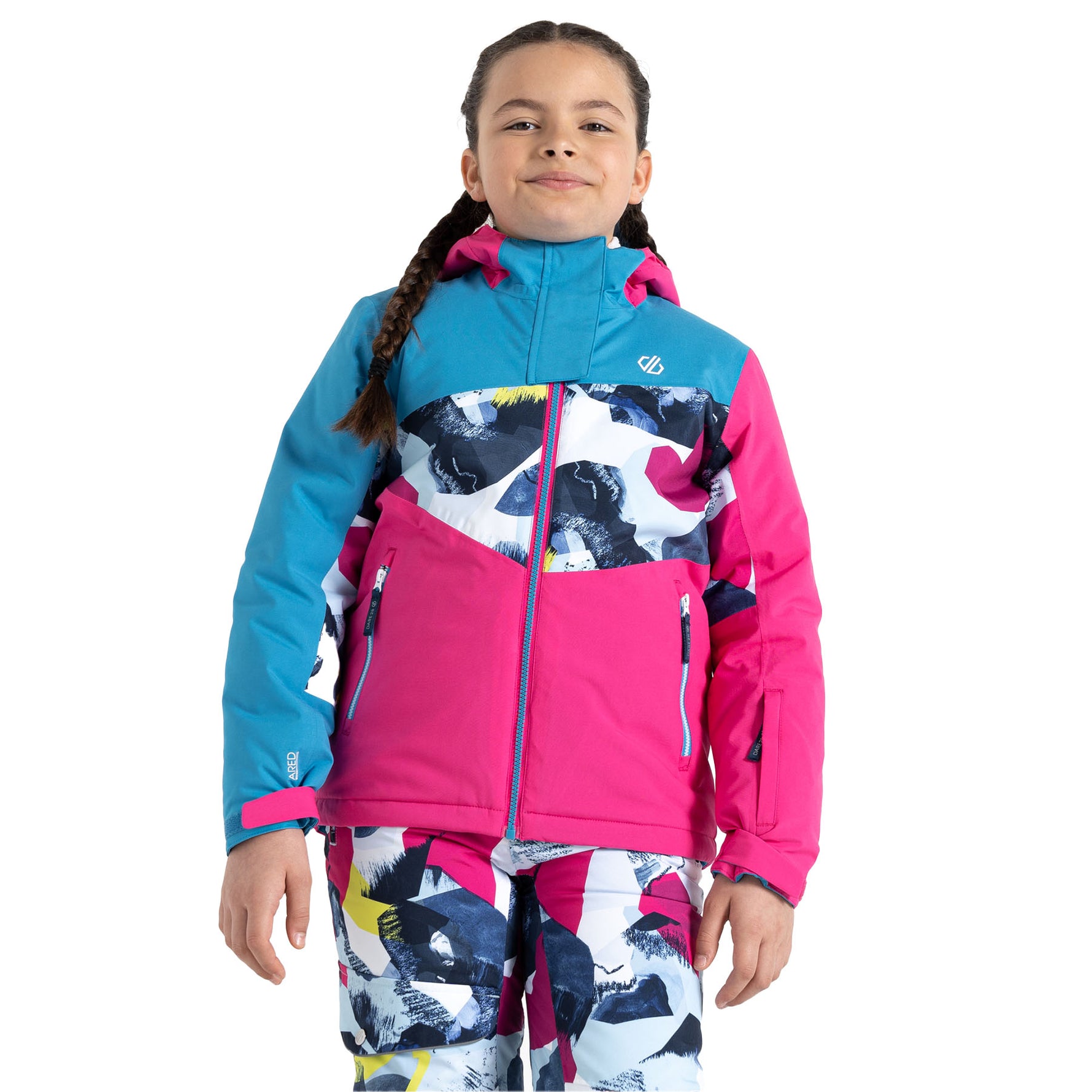 Dare 2b Kid's Humour II Jacket #color_swedish-blue-quiet-blue-abstract-mountain-print