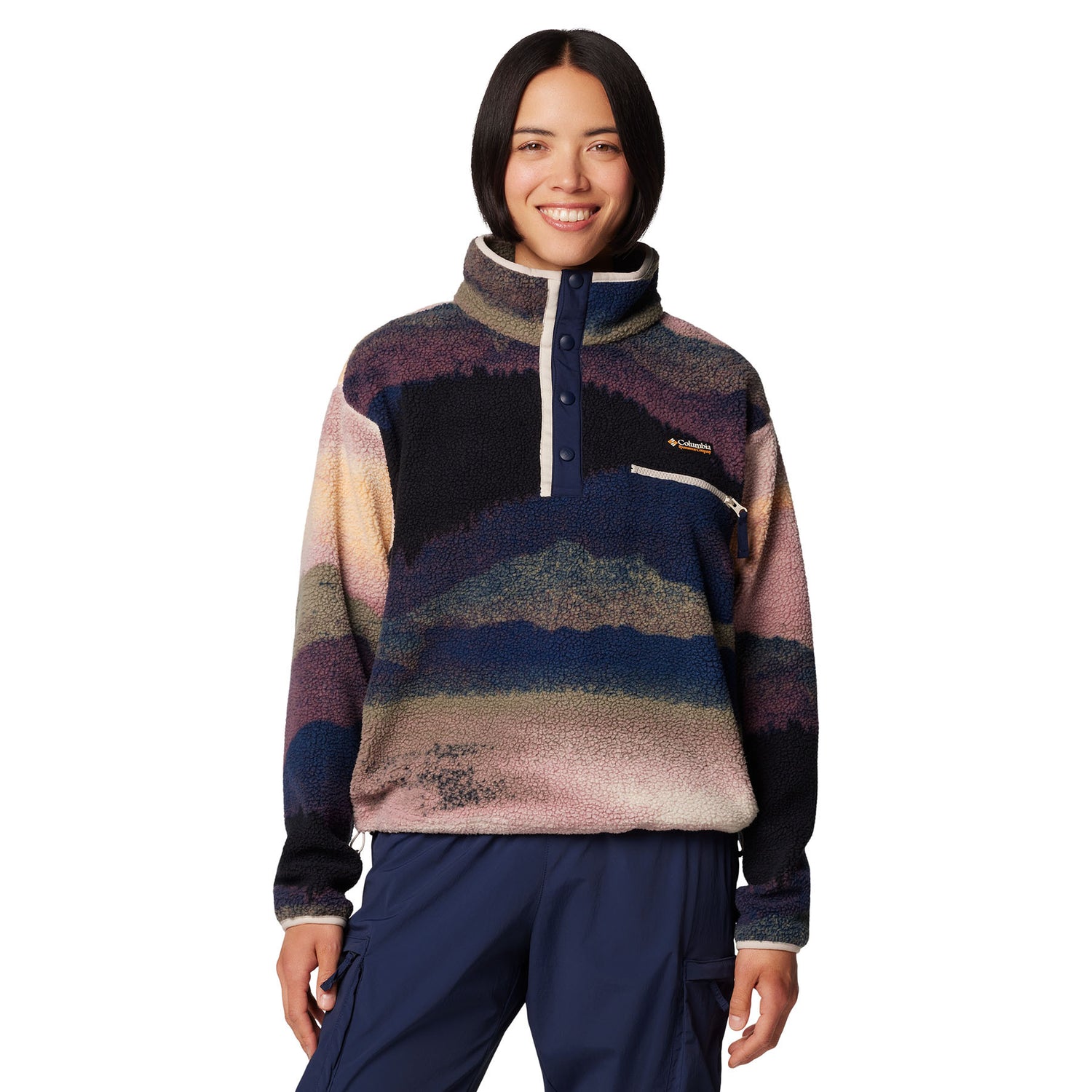 Women's Helvetia II Printed Cropped Half Snap Fleece Pullover