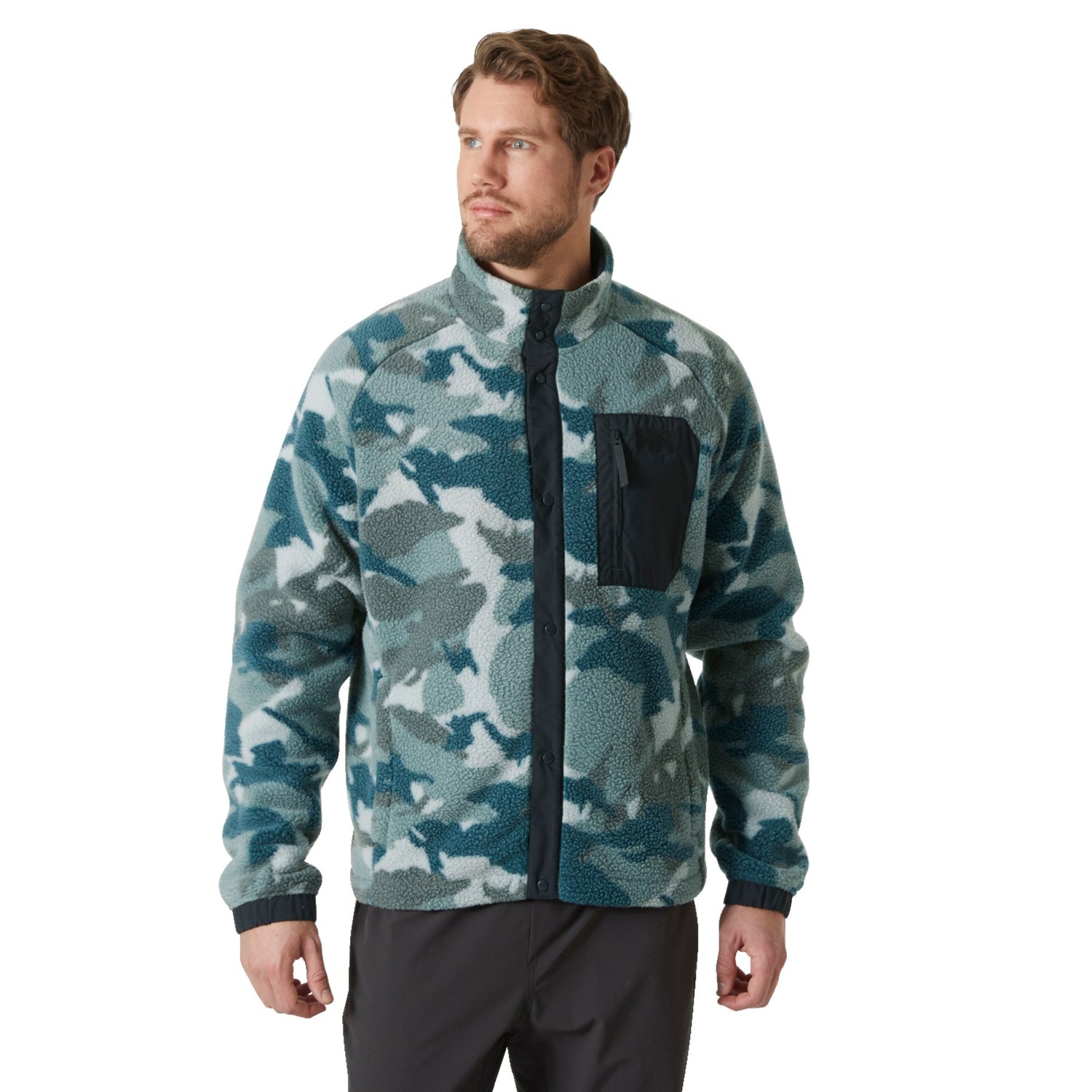 Men's Panorama Printed Pile Snap Fleece Jacket