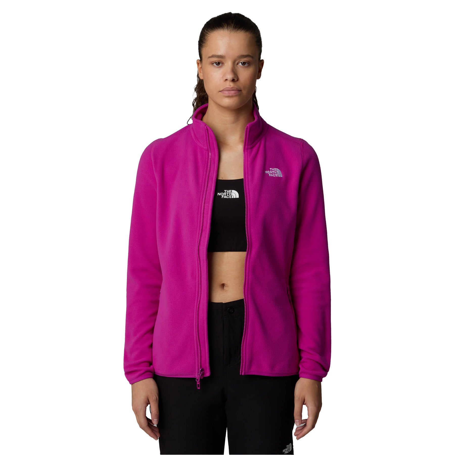 WOMEN NORTH FACE FULL ZIP FLEECE top IN PINK VINTAGE 00'S